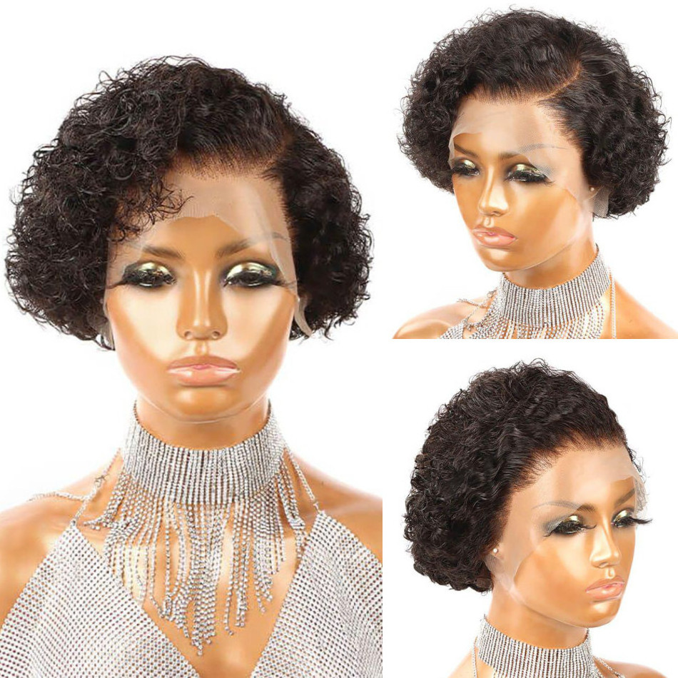 Free Sample Wholesale Bulk Sale Virgin Hair Raw Vietnamese Lace Frontal Short Afro Curly Pixie Cut Human Hair Wigs For Black Wom