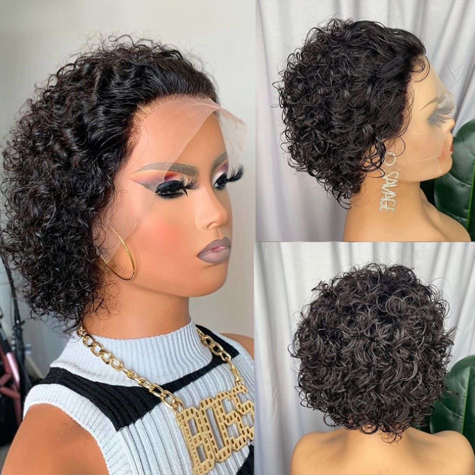 Free Sample Wholesale Bulk Sale Virgin Hair Raw Vietnamese Lace Frontal Short Afro Curly Pixie Cut Human Hair Wigs For Black Wom