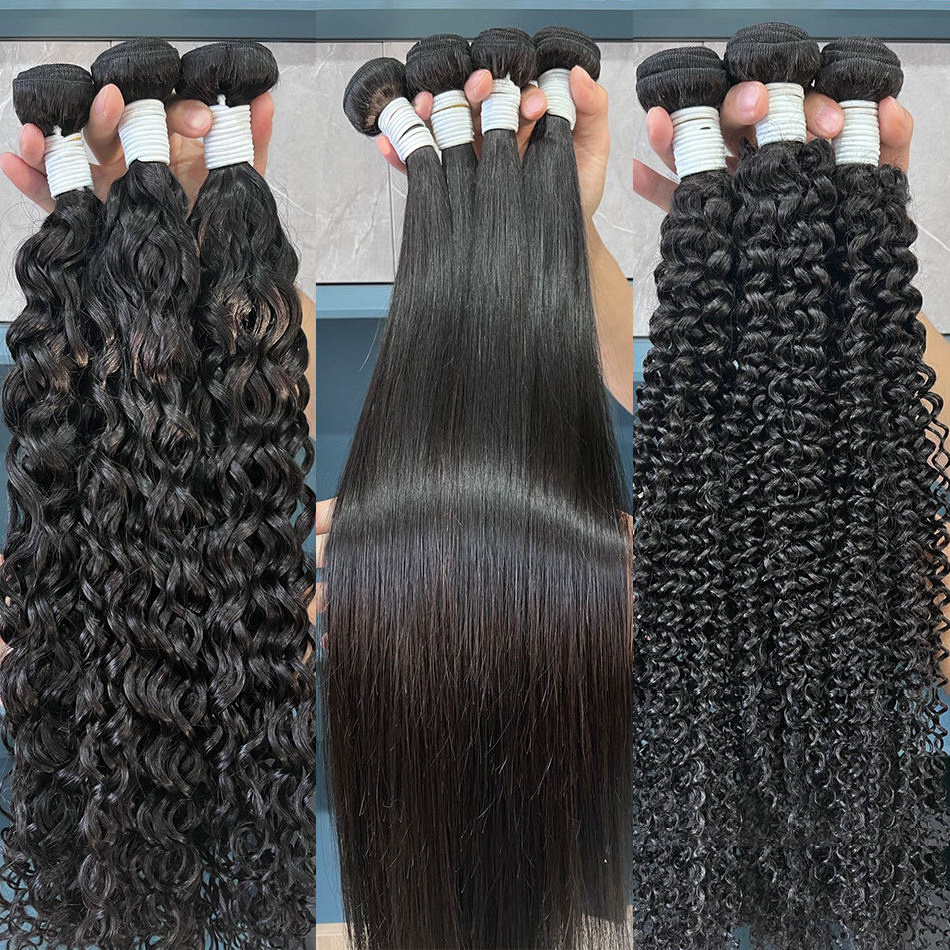 Wholesale 8A 9A 10A 15A Grade Peruvian Raw Virgin Cuticle Aligned  Human Weave Wet And Wavy Water Wave Hair Bundles With Closure