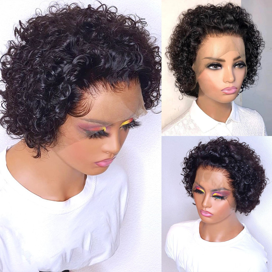 Free Sample Wholesale Bulk Sale Virgin Hair Raw Vietnamese Lace Frontal Short Afro Curly Pixie Cut Human Hair Wigs For Black Wom