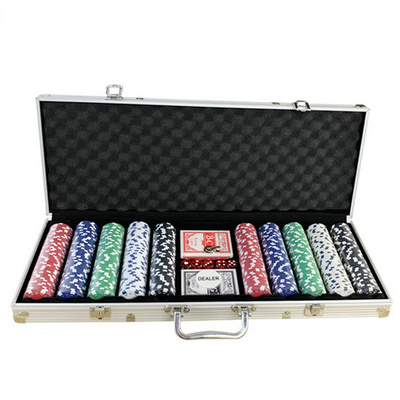 LANDER-MAN ABS Poker Set 500 Chips  In Aluminum Case Casino Chips Poker Chip Set