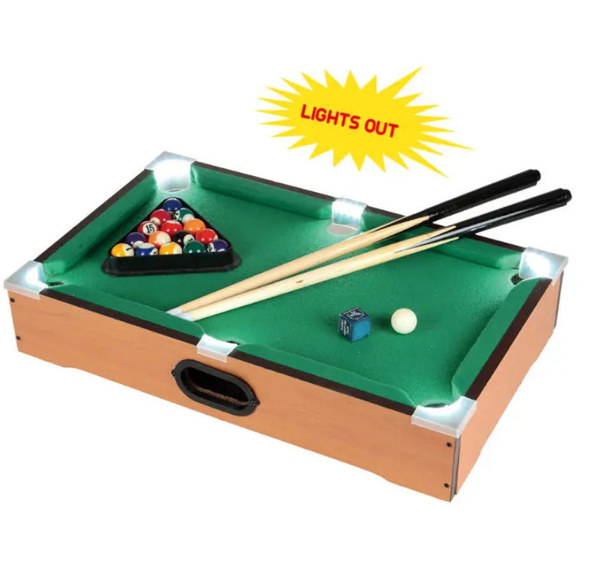 Wooden snooker table billiard pool table with LED light game for kids