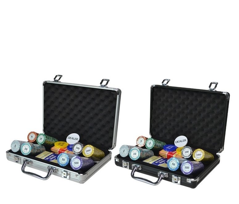 200 PCS Clay Casino Poker Chips Set With Aluminum Box For Adult Gambling