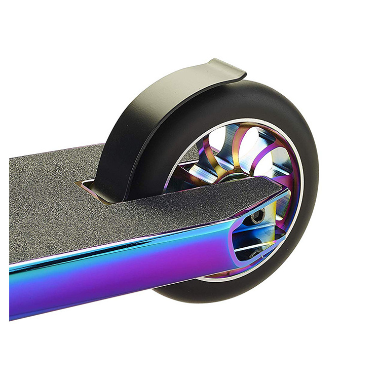 Lightweight Aluminium Deck Aluminium Core Wheels in neo Chrome  Rainbow  Pro Stunt Scooter