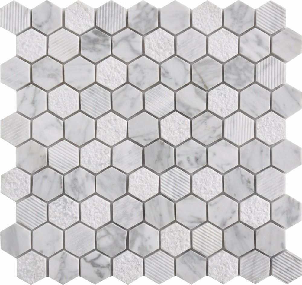 hexagon Bianco carrara white marble mosaic for bathroom wall and floor