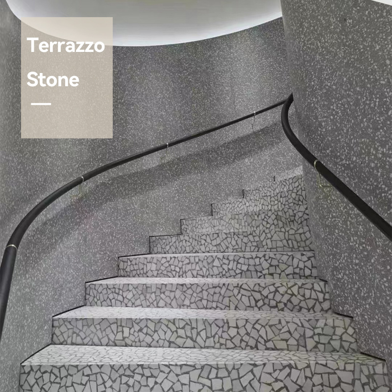 black terrazzo stone flooring big Slab Cement Look Grey Porcelain mix terrazzo marble stone terrazzo Floor Tile