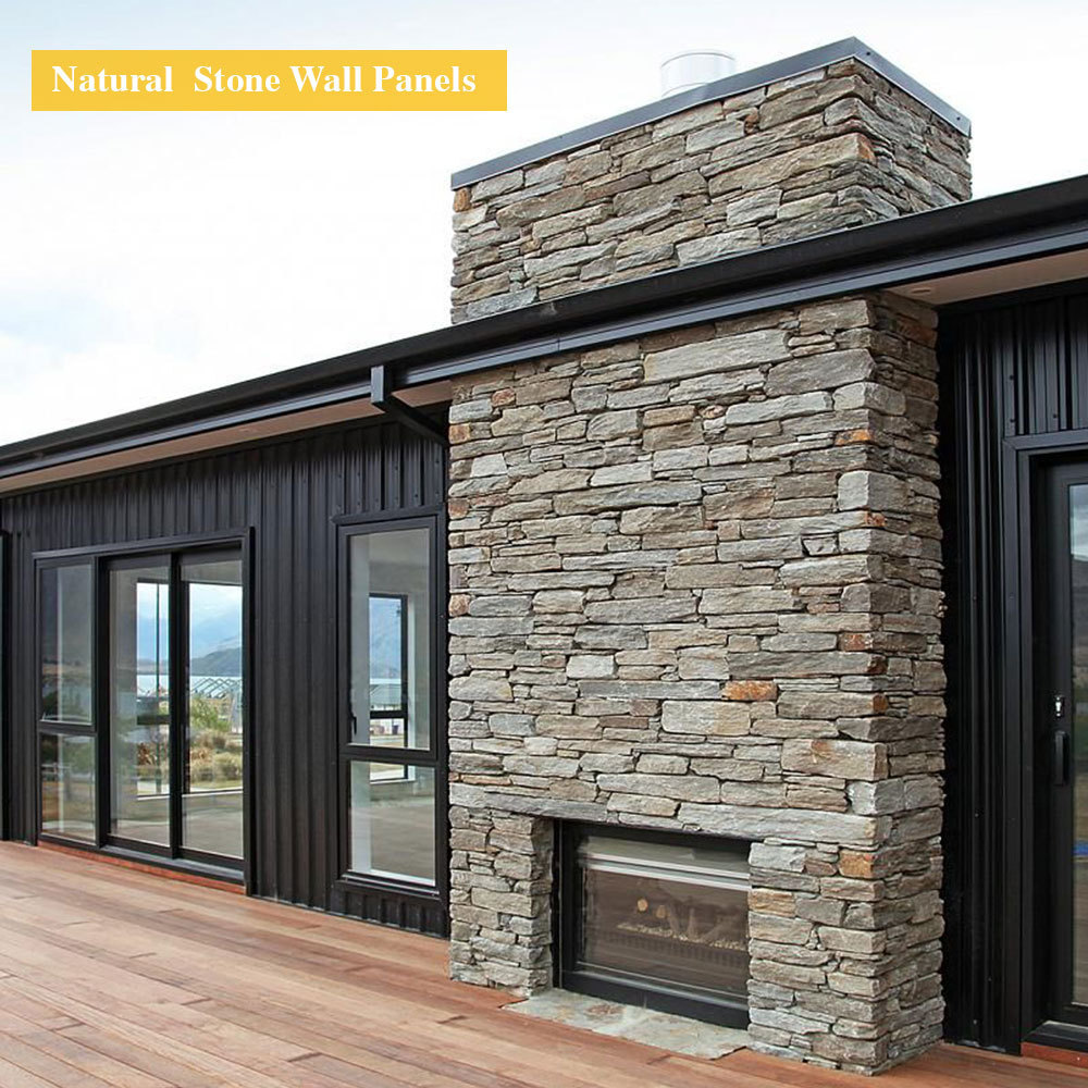 stacked stone cladding fasade natural culture stone fireplaces exterior siding wall panel veneer exterior stone wall cladding