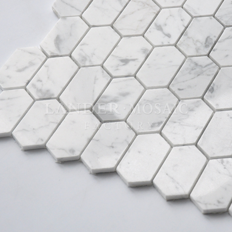 hexagon Bianco carrara white marble mosaic for bathroom wall and floor