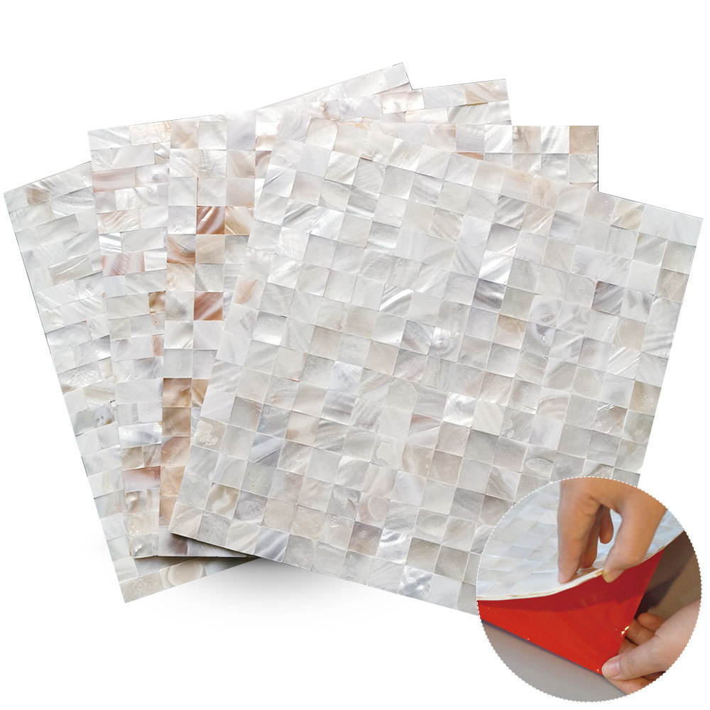 art 3d self adhesive peel and stick tile mother of pearl backsplash shell mosaic tile