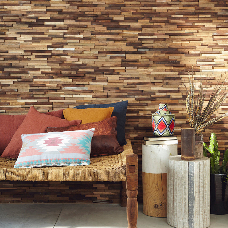 3d Art Style Design acoustic wood wall panel  Real Wall Panel Wooden Mosaic for Indoor Decoration slotted wood wall panels