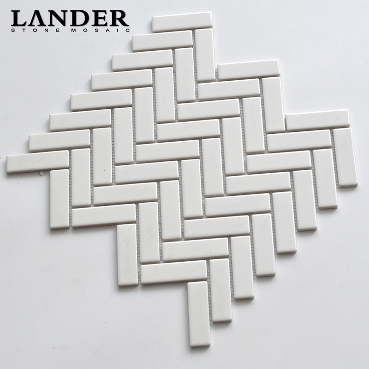 Factory wholesale ceramic white marble herringbone stone mosaic fish bone mosaic tiles for kitchen bathroom wall &floor