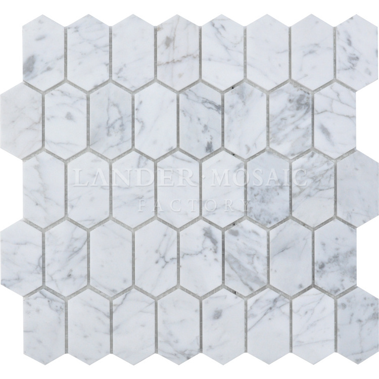 hexagon Bianco carrara white marble mosaic for bathroom wall and floor