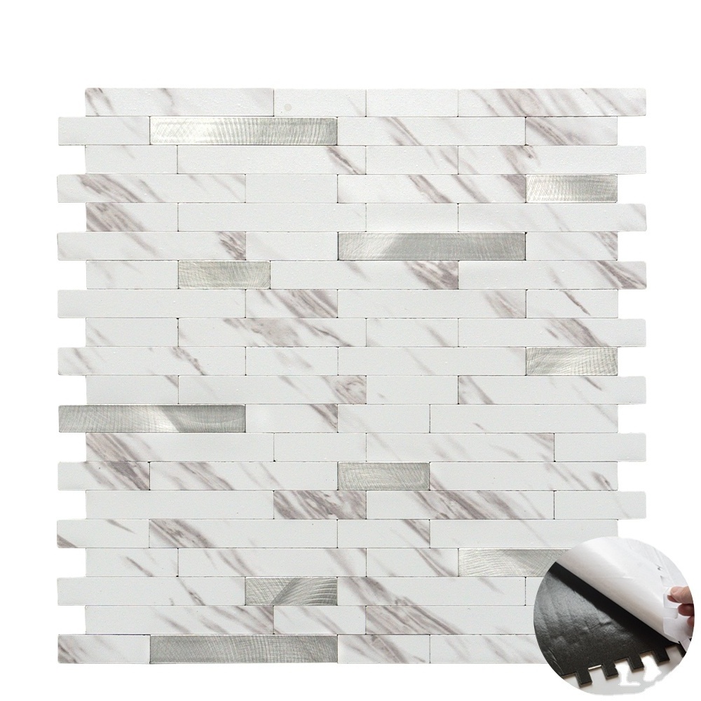 3D PVC vinyl peel and stick tile self adhesive wall mosaic tile for kitchen backsplash