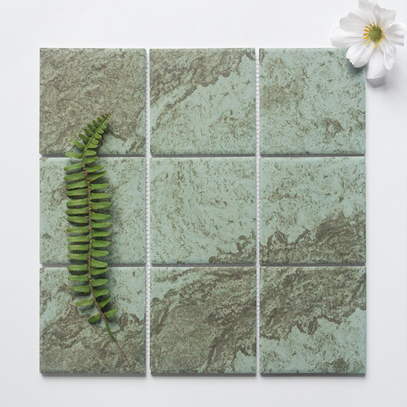 outdoor modern Bali Green Mosaic Anti-slip 300x300 Ceramic Pool Tile green sukabumi stone for swimming pool tiles