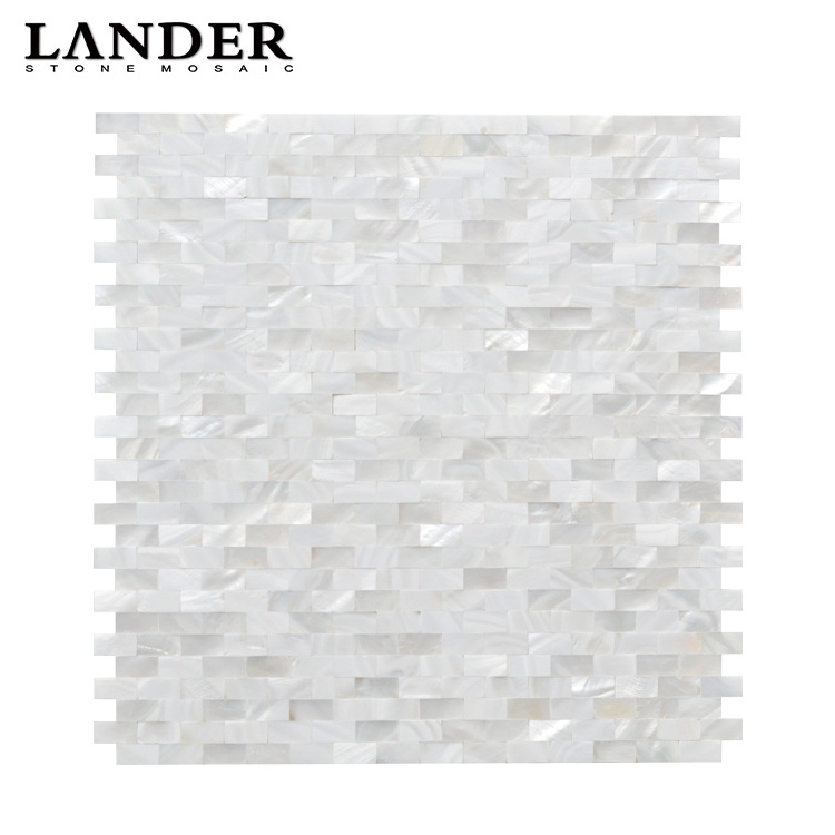 peel and stick  super white seamless random strip pearl oystar bathroom wall  shell subway mosaic tile