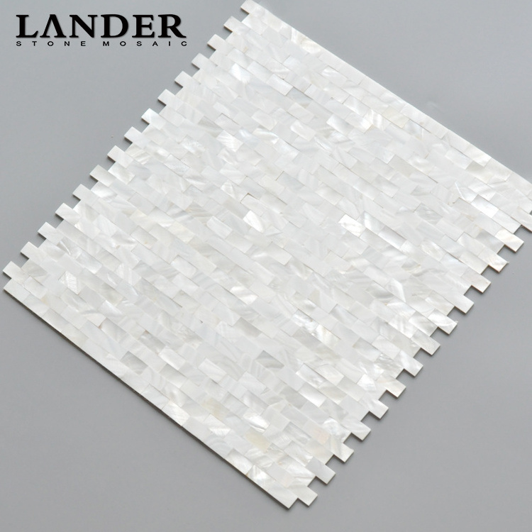 peel and stick  super white seamless random strip pearl oystar bathroom wall  shell subway mosaic tile