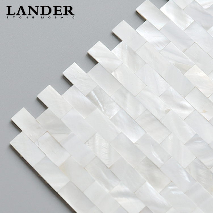 peel and stick  super white seamless random strip pearl oystar bathroom wall  shell subway mosaic tile