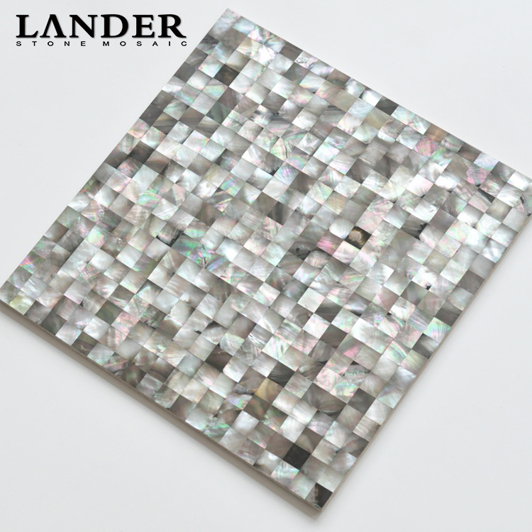 Art 3d peel and stick black lip mother of pearl kitchen backsplash shell mosaic tile