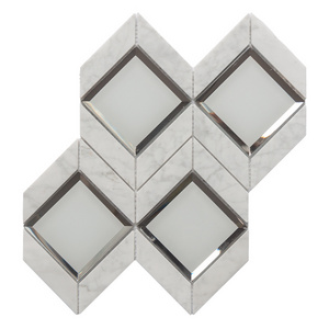 Luxury 3D diamond mirror tiles mosaics tiles irregular  hexagon tiles black and gold glass mosaic