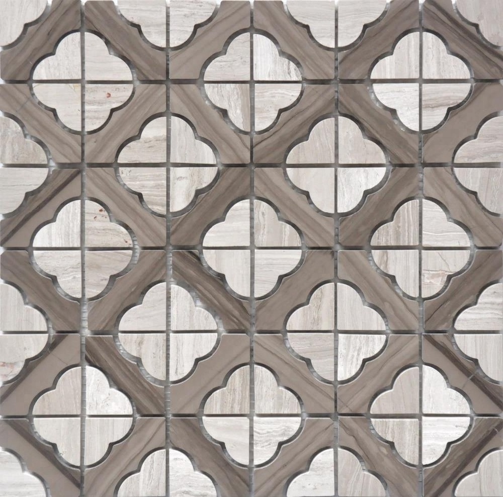 wood grey Flower Pattern Marble Mosaic Home Wall Tile Backsplash