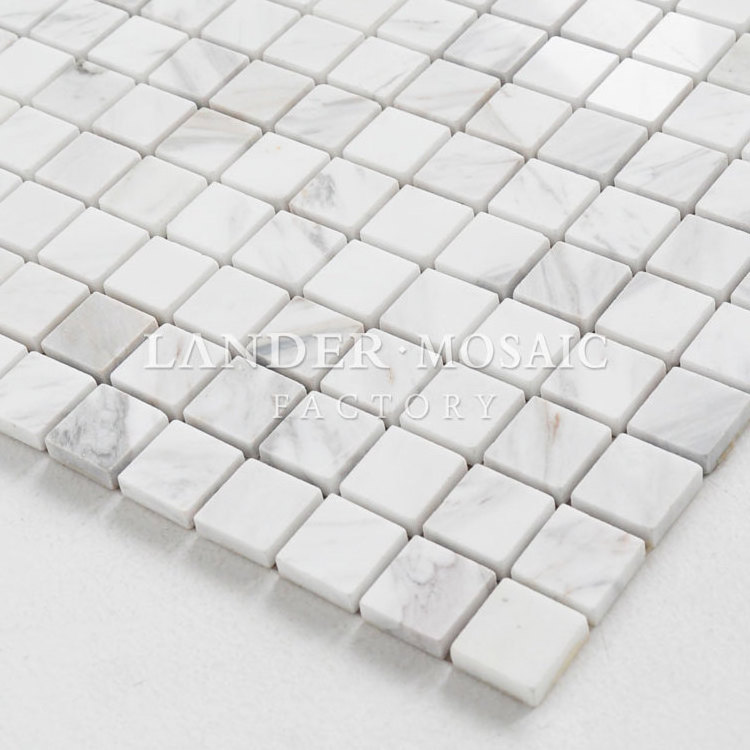 lander stone white marble mosaic white volakos nature stone 23MM square polish finish for kitchen or bathroom backsplash