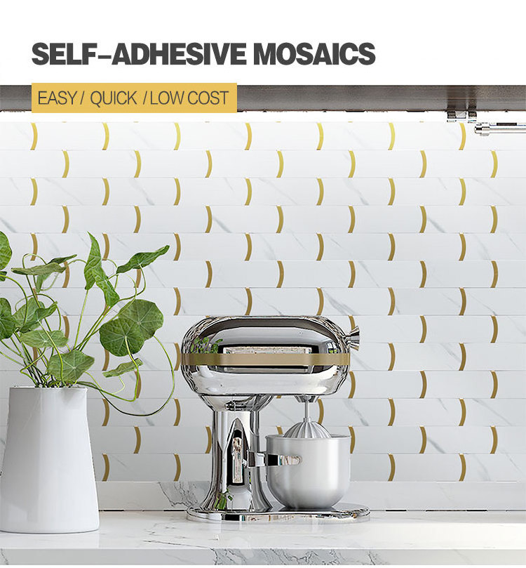 3d marble pvc waterproof white self adhesive mosaic wall kitchen backsplash peel and stick backsplash tile