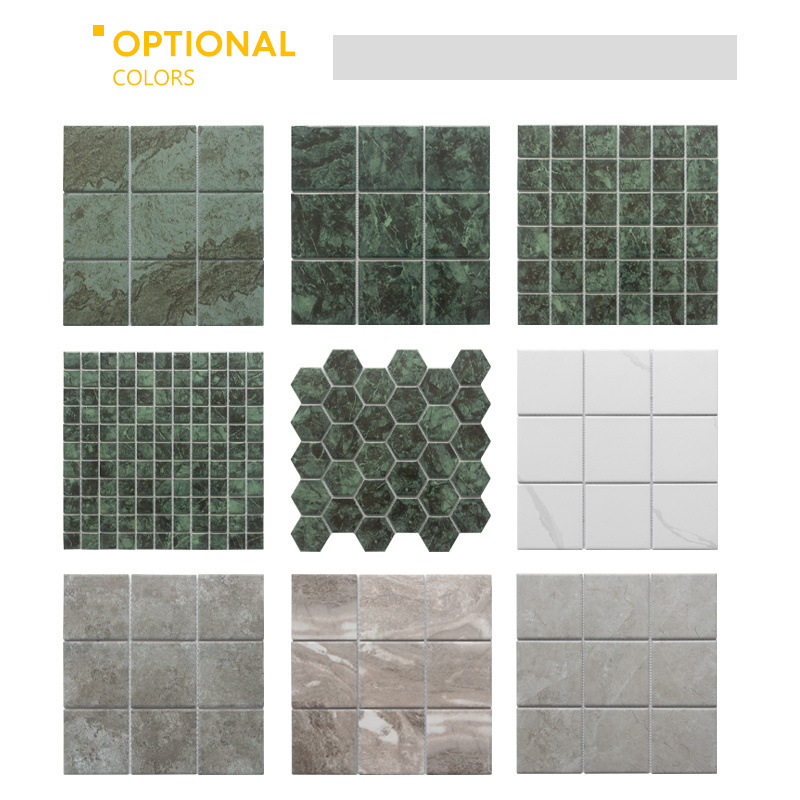 outdoor modern Bali Green Mosaic Anti-slip 300x300 Ceramic Pool Tile green sukabumi stone for swimming pool tiles