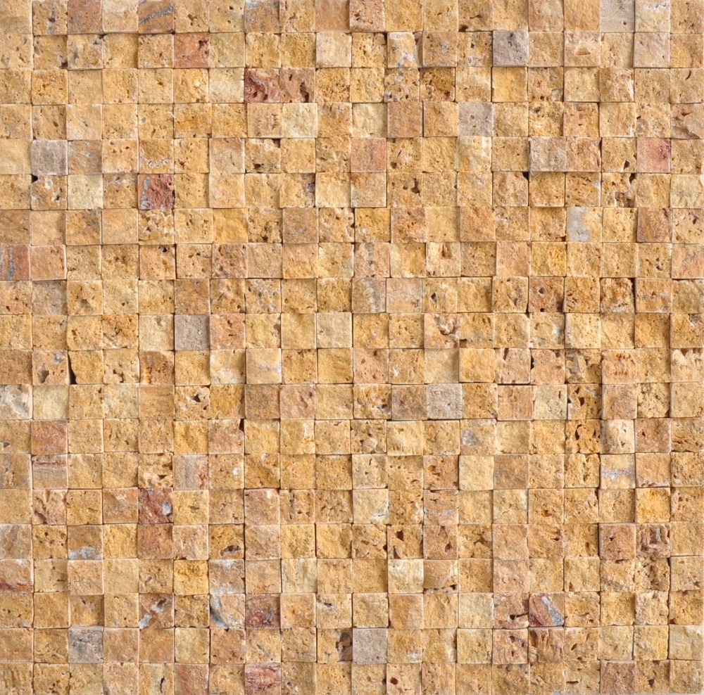 lander stone split golden marble mosaic tile rock finish 3D tile view for wall mosaic marble tiles