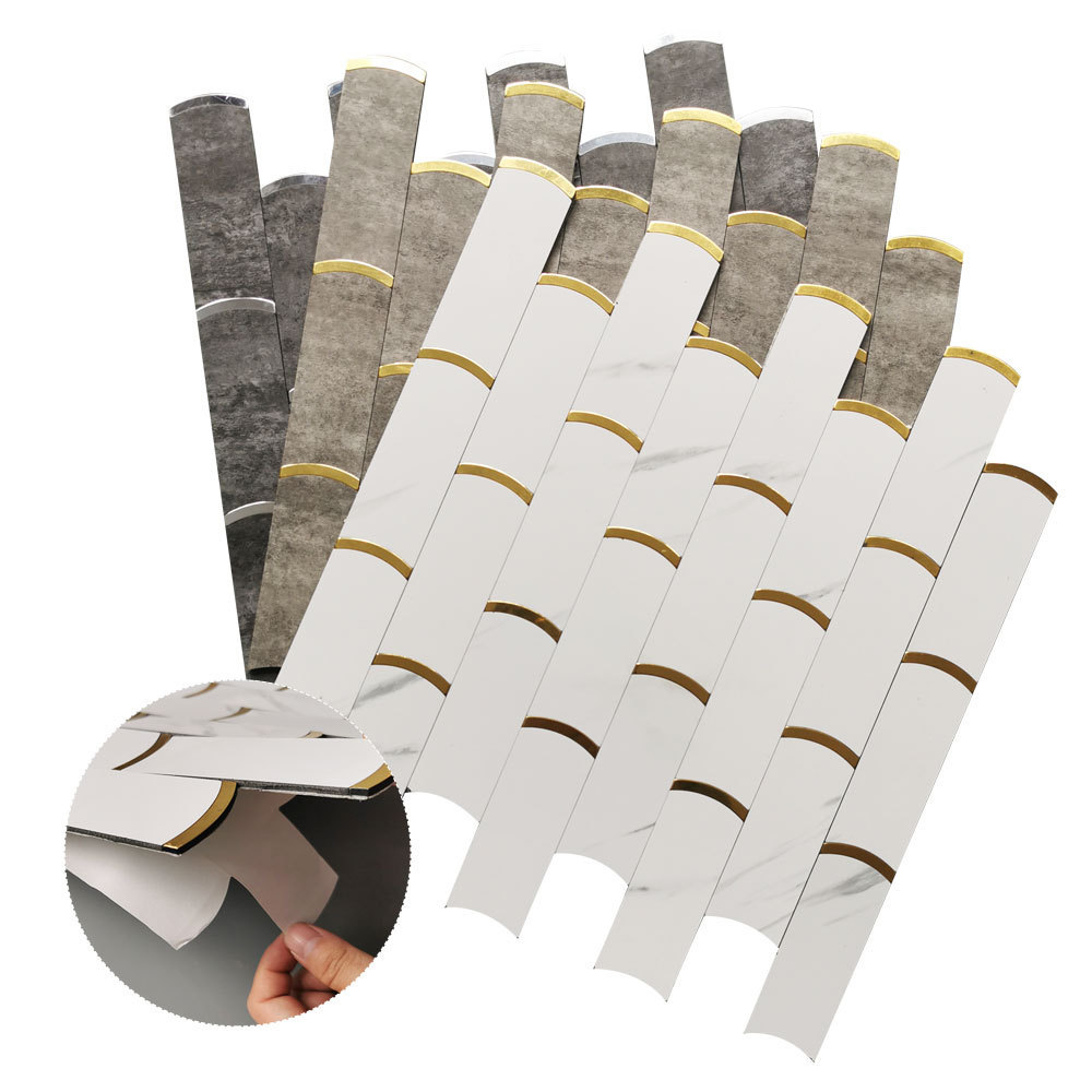 3d marble pvc waterproof white self adhesive mosaic wall kitchen backsplash peel and stick backsplash tile