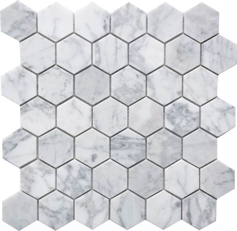 hexagon Bianco carrara white marble mosaic for bathroom wall and floor