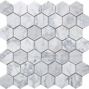 hexagon Bianco carrara white marble mosaic for bathroom wall and floor