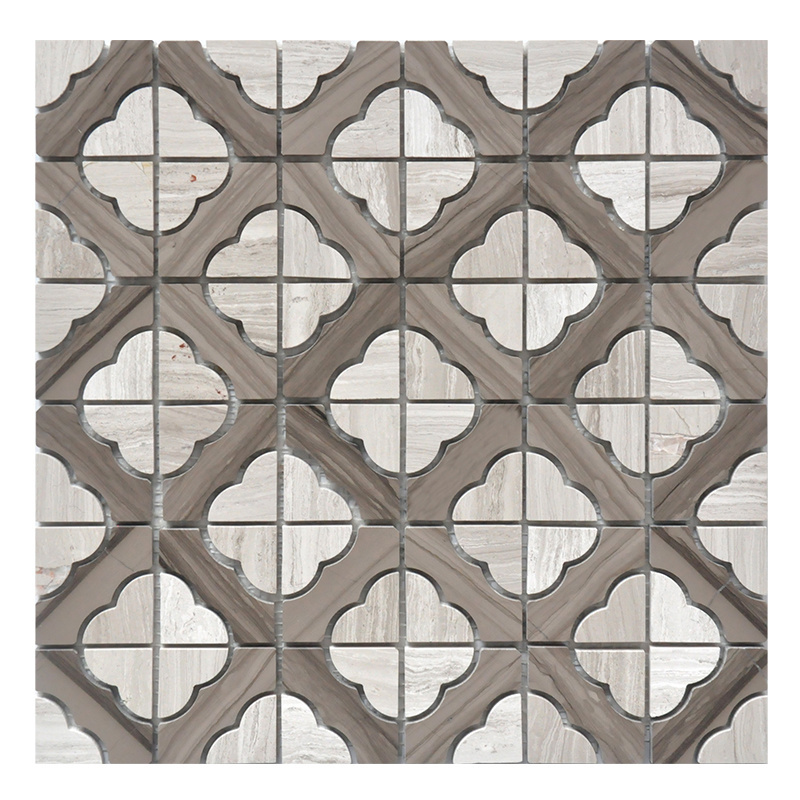 wood grey Flower Pattern Marble Mosaic Home Wall Tile Backsplash