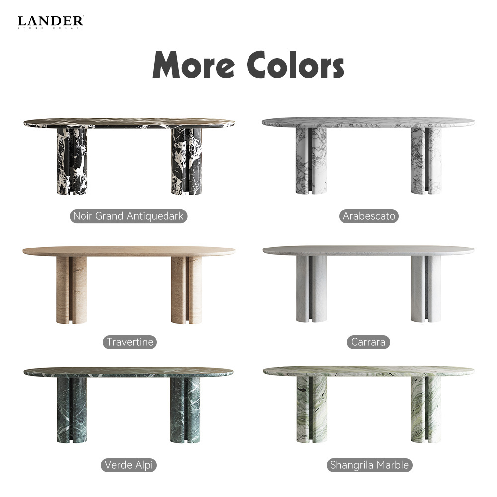 LANDER STONE Natural marble dining table Artistic stone pedestal living room tables hotels luxury green modern dining table set