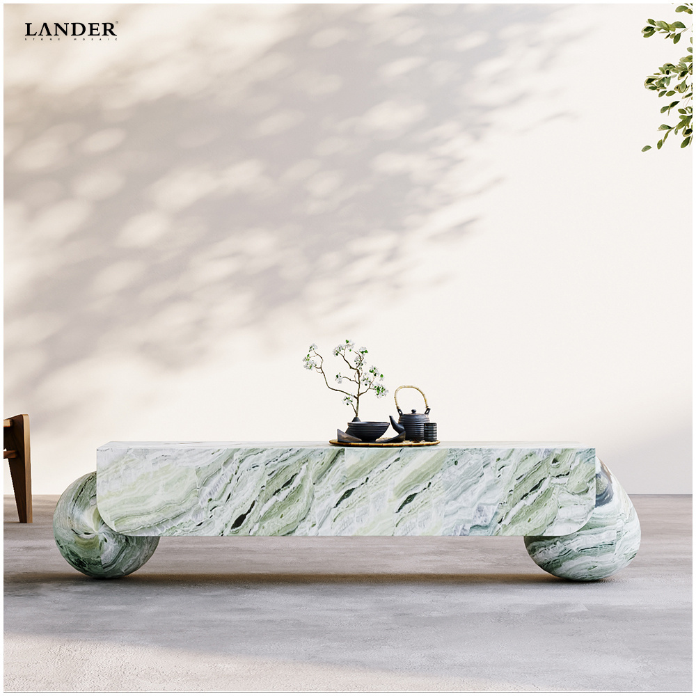 LANDER STONE Natural Green stone TV stand and coffee table set living room Luxury console tables marble modern side table