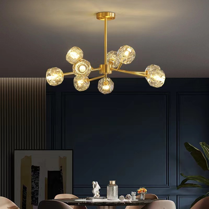 Gold Luxury Globe Shape Modern Crystal For Dining Room Bedroom Living Room Flush Mount Ceiling Light Chandeliers Pendant Lights