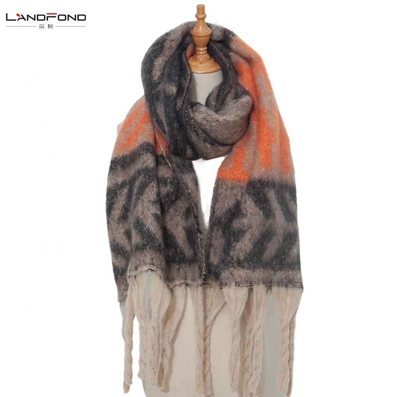 Landfond accessory Women's Warm Scarf Colorful Soft Comfort Elegant Cold Weather Pashmina Shawl Fashion Long Scarf