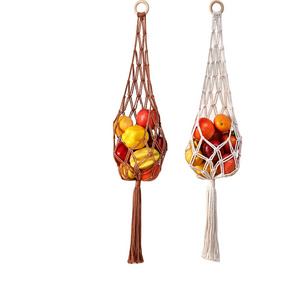 Macrame Fruit Hanger Handmade Cotton Rope Wall Hangings Home Decoration Fruit Holder Basket