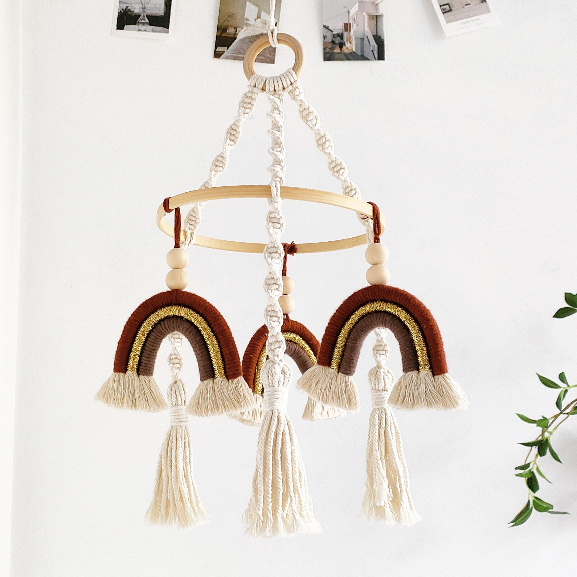 Nordic Style Balance Pendant Baby Bed Rainbow Bed Bell Creative Decoration For Children's Room