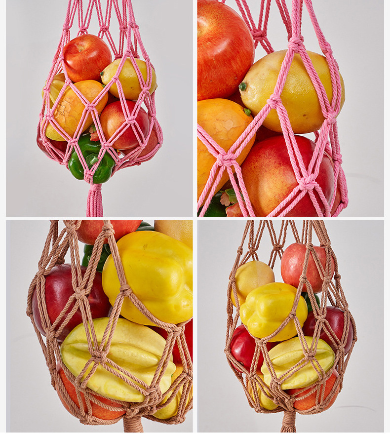 Macrame Fruit Hanger Handmade Cotton Rope Wall Hangings Home Decoration Fruit Holder Basket