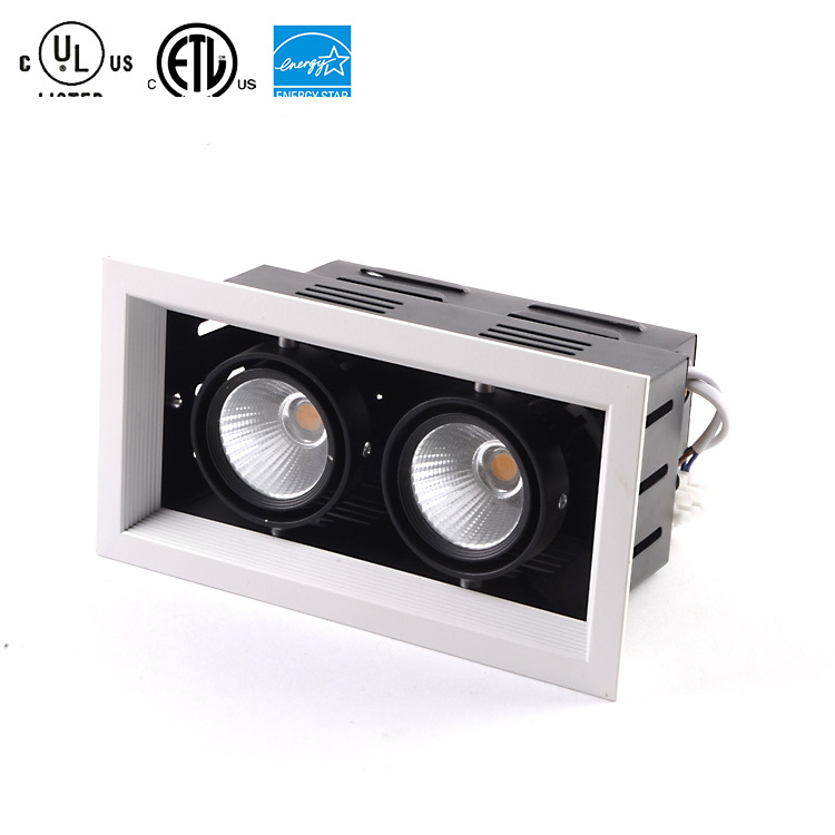 LD Dimmable Cob  Aluminum Commercial Gimbal Downlight Indoor Recessed Led Grille Light