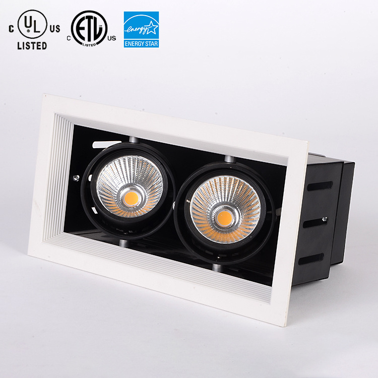 LD Dimmable Cob  Aluminum Commercial Gimbal Downlight Indoor Recessed Led Grille Light