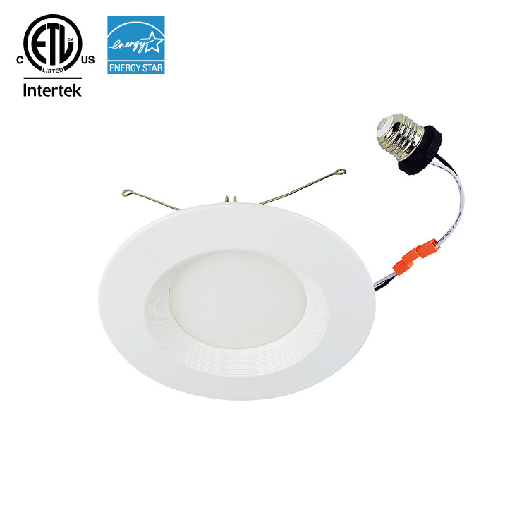 6 inch Recessed LED Can Light Ceiling Shower light Baffle White Trim Selectable CCT 2700K-5000K led Retrofit downlight US