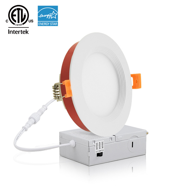 Etl 9W 12W Dimmable Cct Recessed Mounted Fire Proof Potlight Slim Round Fire Rated Led Panel Light With Driver