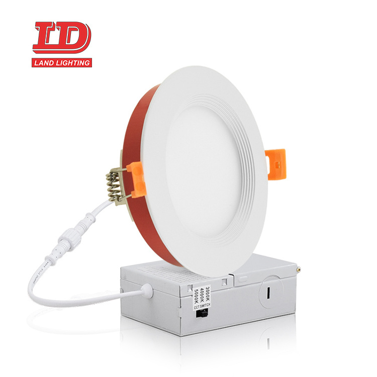 Etl 9W 12W Dimmable Cct Recessed Mounted Fire Proof Potlight Slim Round Fire Rated Led Panel Light With Driver