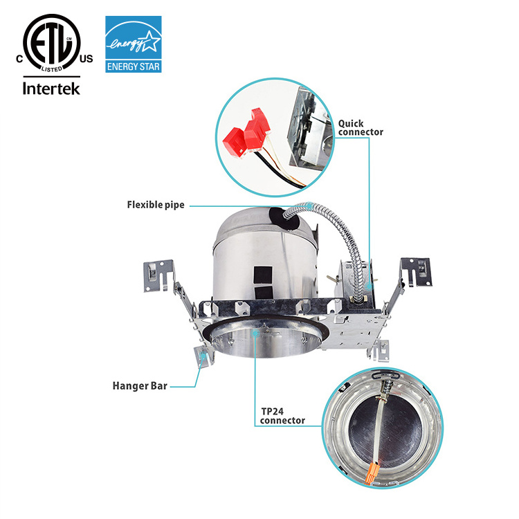 6 Inch New Construction Housing Led Can Air Tight Ic Housing Led Recessed Pot Light Lighting