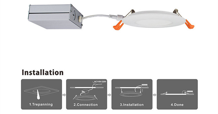 Etl 4 Inch 6 Inch 8 Inch 110V 120V Flexible Canless Recessed Lighting Slim Led Panel Ceiling Lights