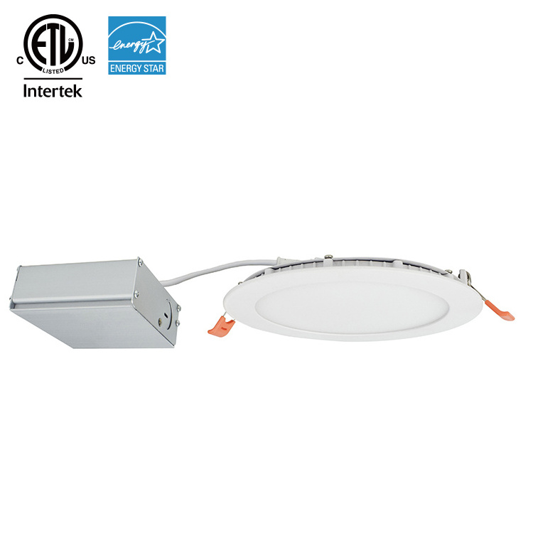 LED Recessed Low Profile Slim Panel Light with Junction Box AirTight 6 inch 15W  1100 Lumens 3K 5K CRI80+ Dimmable ETL EST DLC