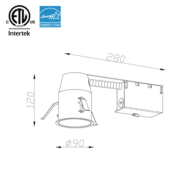 ETL New Construction IC Airtight LED Recessed Downlight Housing LED Can Light  3 Inch