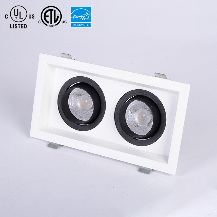 Aluminum double head fixture 2x10w led lamp cob led grille downlight