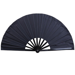 35cm Bamboo Large Rave Folding Hand Fan with Fabric Case Kung Fu Tai Chi Folding Fan